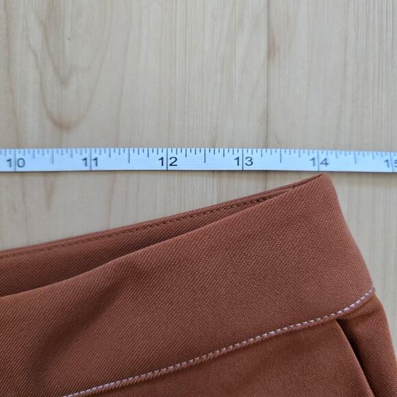 Tularosa High Waisted Front Zip Cropped Pants Rust Orange Brown M - Picture 8 of 10